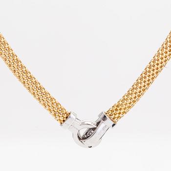 An 18K gold/white gold necklace, with diamonds totalling approximately 0.21 ct, Italy.