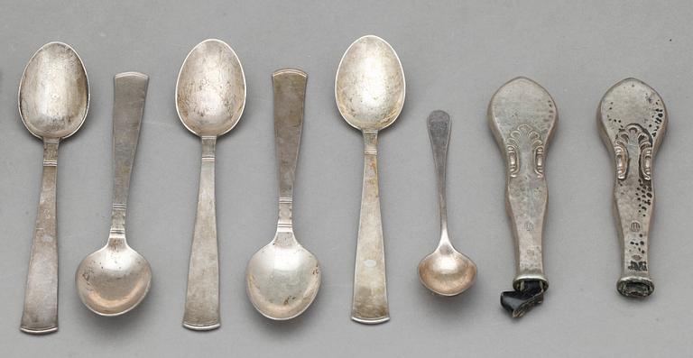 PARTI SILVER, 12 delar, mestadels Sverige, 1900-tal. Tot vikt 366 gram.