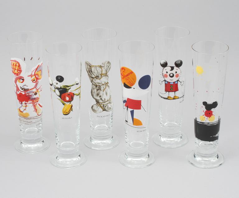 ÖLGLAS, 9 st, design Lasse Åberg, sent 1900-tal.