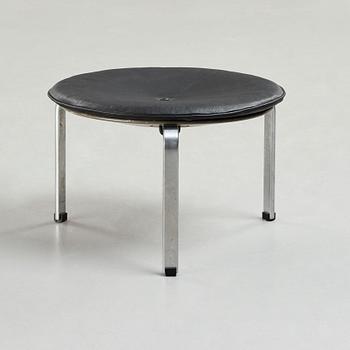 Poul Kjaerholm, a "PK33" black leather stool, edition E Kold Christensen, Denmark 1960's.