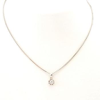 Halsband 18K vitguld med en rund briljantslipad diamant.