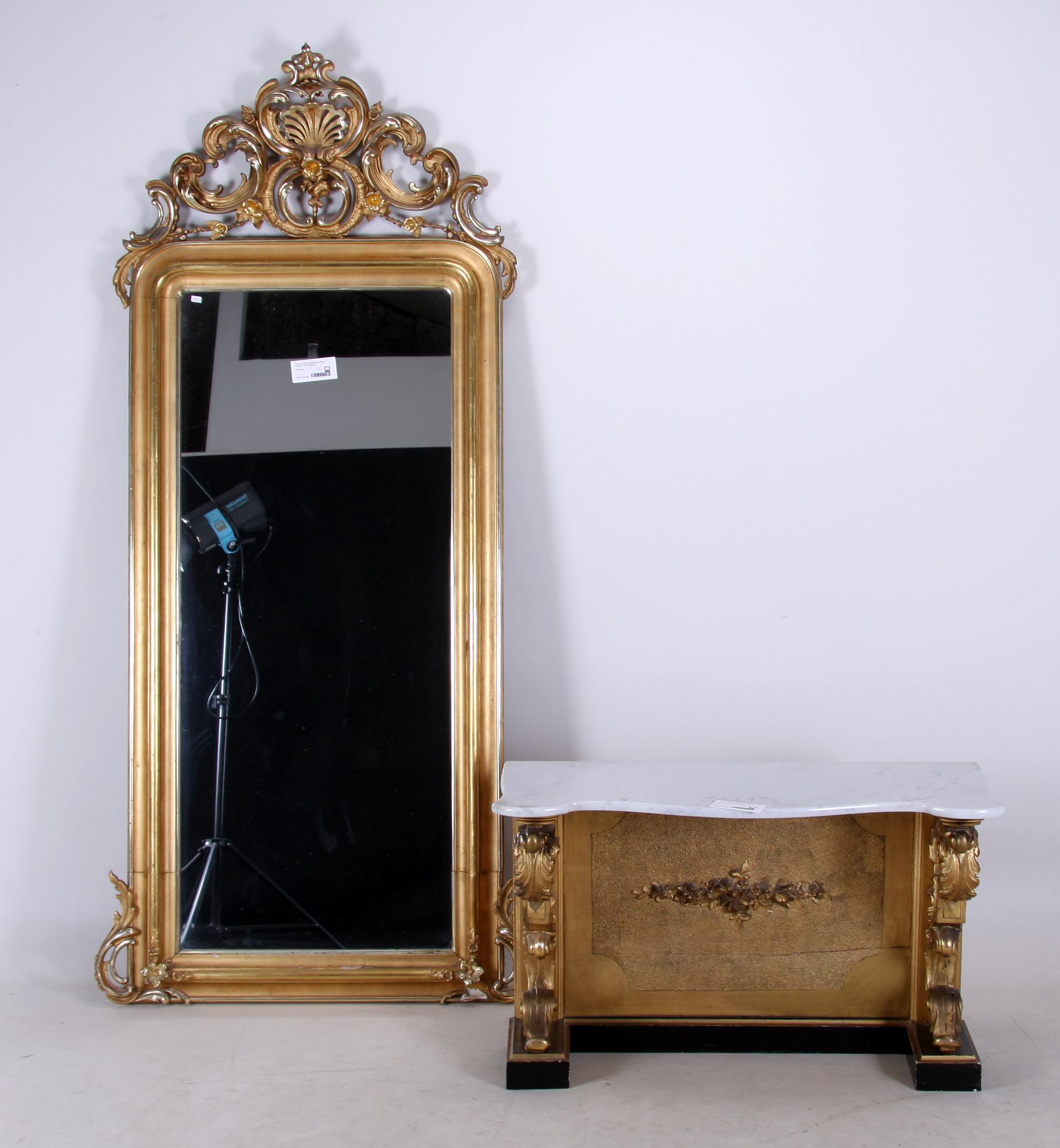 SPEGEL med KONSOLBORD, nyrokoko, 1800-talets slut.