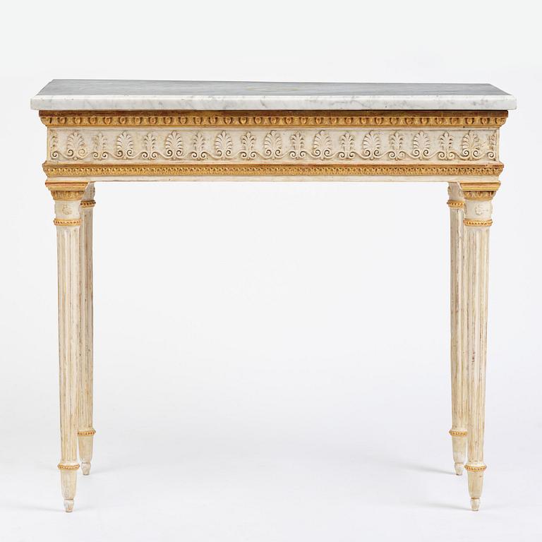Konsolbord, tillskrivet Jean Baptiste Masreliez (formgivare och ornamentbildhuggare i Stockholm), Sengustavianskt.
