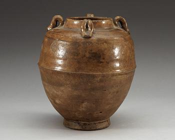 A glazed jar with four handles, presumably Sui Dynasty ca 600 AD.