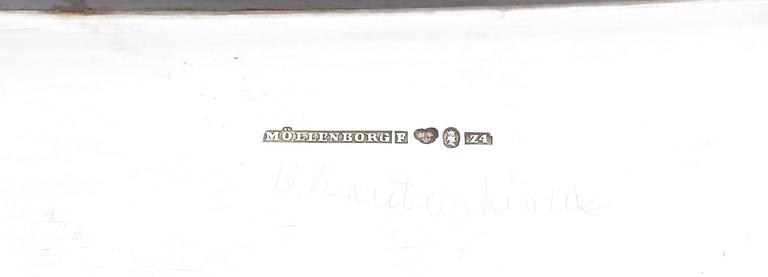 BRICKA, silver, Möllenborg F, Stockholm, 1854. Tot vikt ca 2022g.