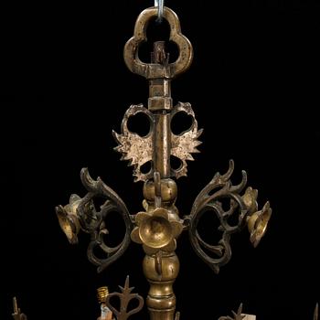 A composite baroque brass chandelier.