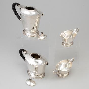 STEN DRAKENBERG, a four-piece silver tea and coffee set from Stockholm, 1924.