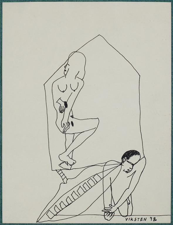 Hans Viksten, 4 framed indian ink drawings, signed and dated -70, -72, -74, -78.