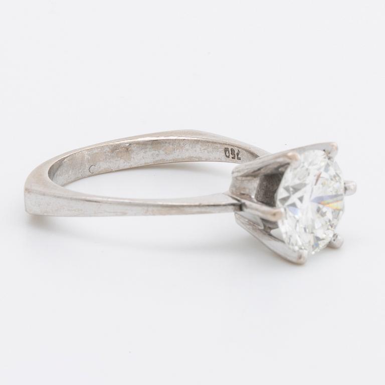 DIAMONDRING 18K whitegold 1 brilliant-cut diamond approx 2 ct, approx J-K VS2-SI1.