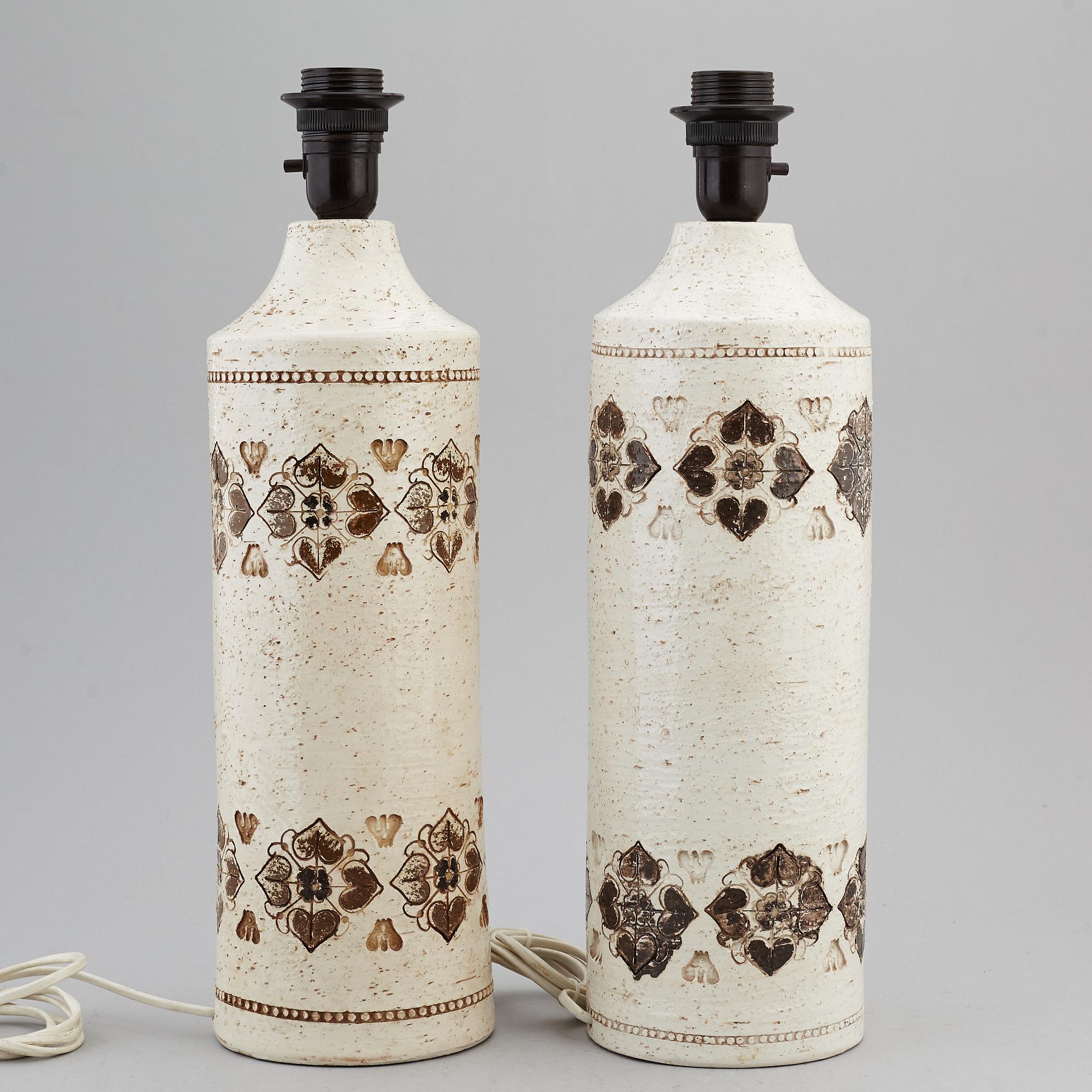 A pair of Bitossi stoneware table lights, Italy.