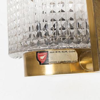 Carl Fagerlund, wall lamps, a pair, Orrefors, 1960s.