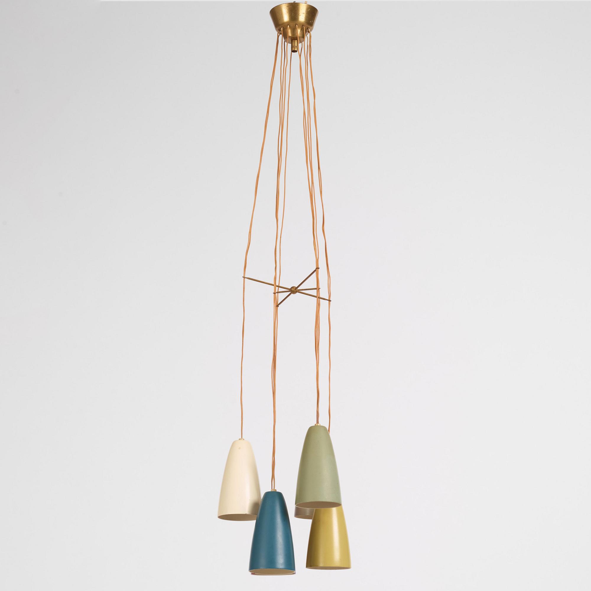 Hans Bergström, taklampa, modell "154/6", ateljé Lyktan, Åhus 1950-tal.
