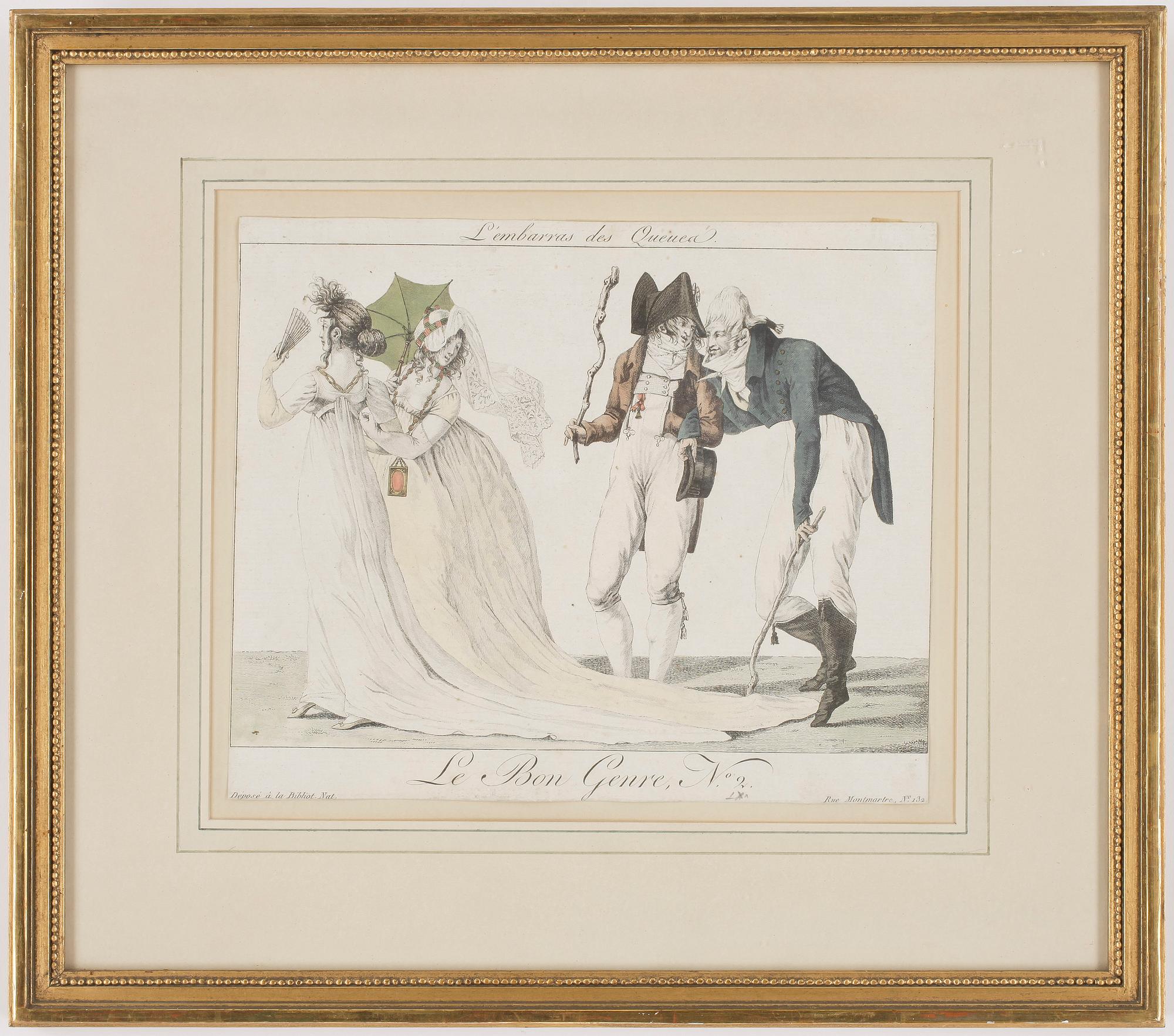 GRAVYRER, 2 st, kolorerade, Frankrike, 1800-talets första hälft.