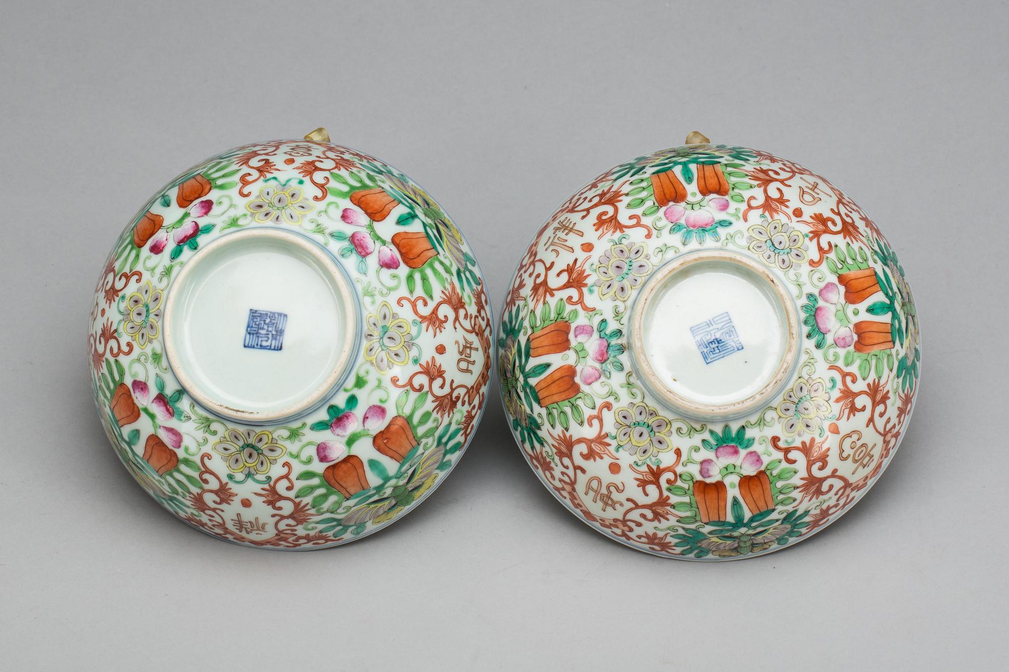 SKÅLAR, 2 st, porslin, Kina, 1800-tal.