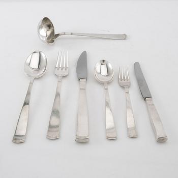 Jacob Ängman, Cutlery service 73 pcs "Rosenholm" silver GAB Stockholm/Eskilstuna 1962-1983.