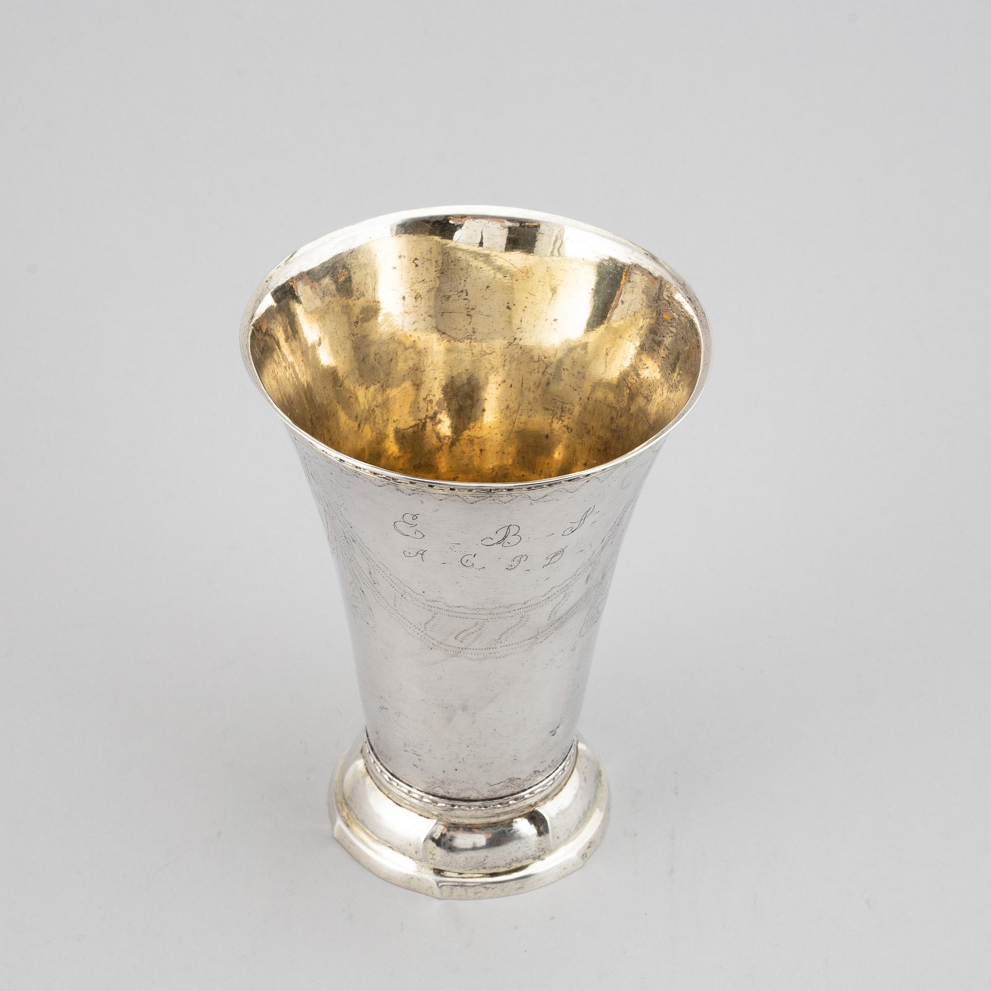 A swedish silver beaker, mark of Johan Stras, Stockhom 1795.