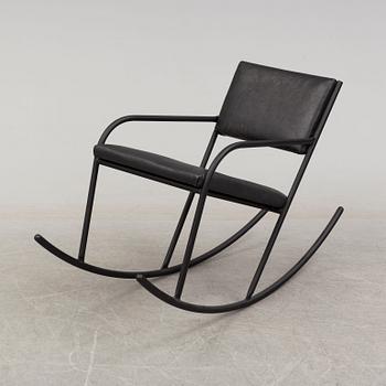 JONAS BOHLIN, a steel and black leather rocking chair, Jonas Bohlin Design AB, Sweden 1997.