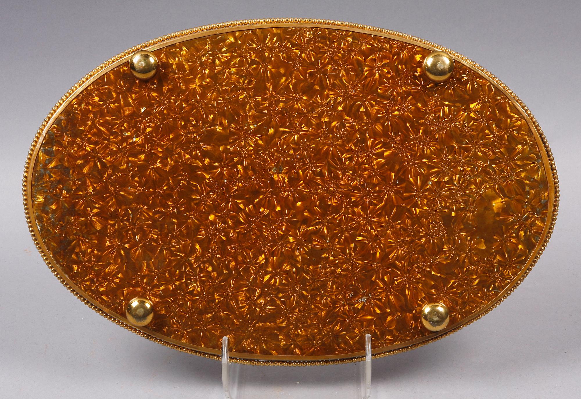 SPEGELPLATEAU, glas, mässing, tidigt 1900-tal.