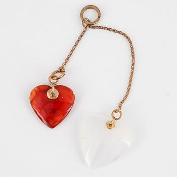 Two hearts and chain 14K.