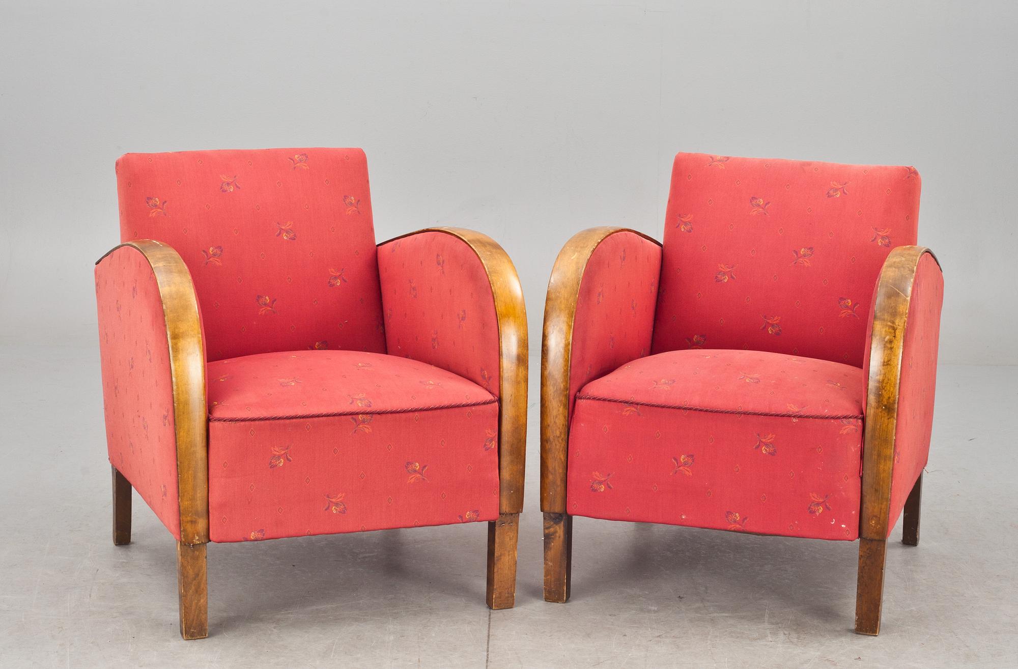 FÅTÖLJER, ett par, art deco, 1900-talets första hälft.
