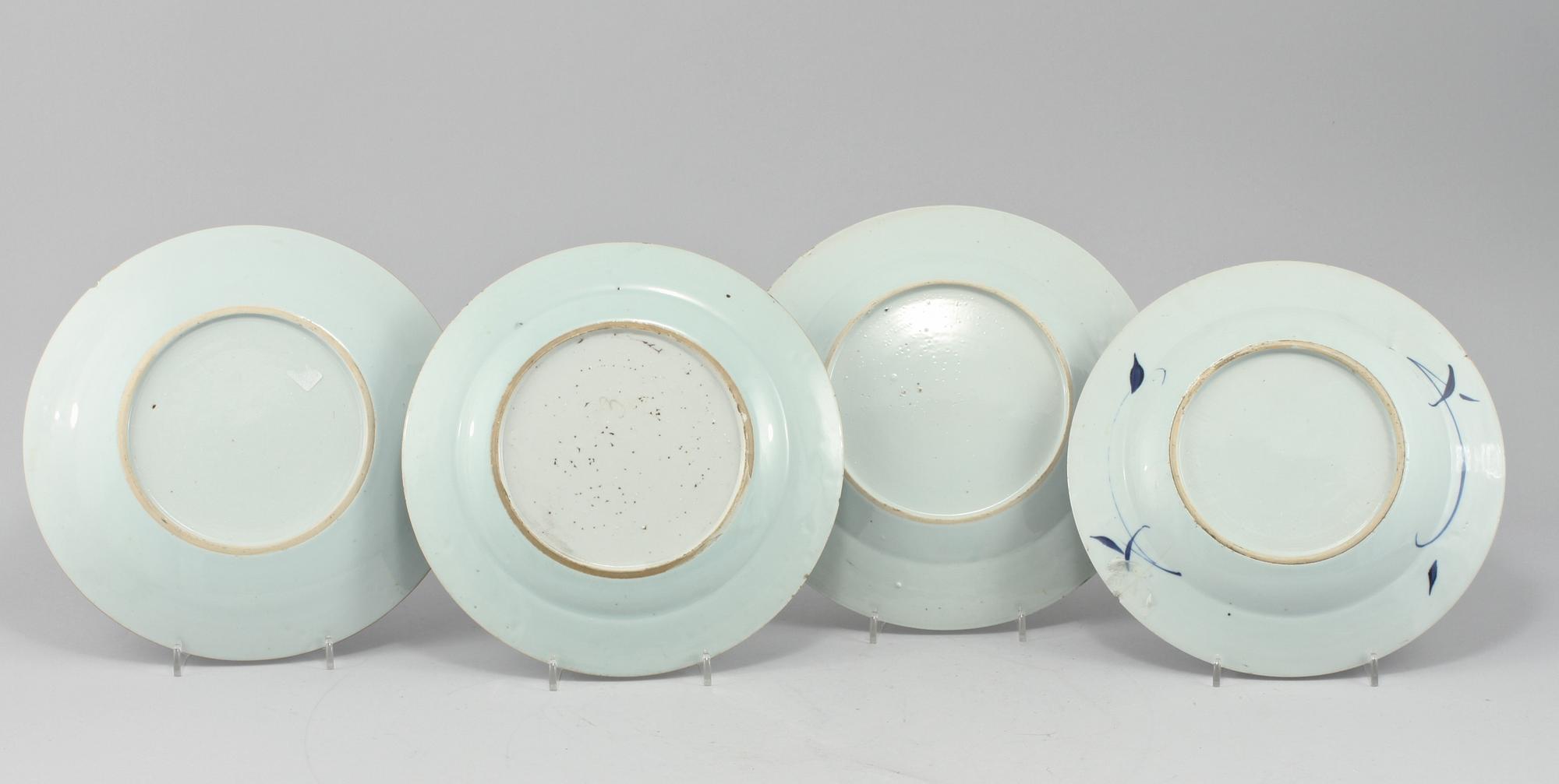 TALLRIKAR, 4 st, porslin, Kina, 1700/1800-tal.