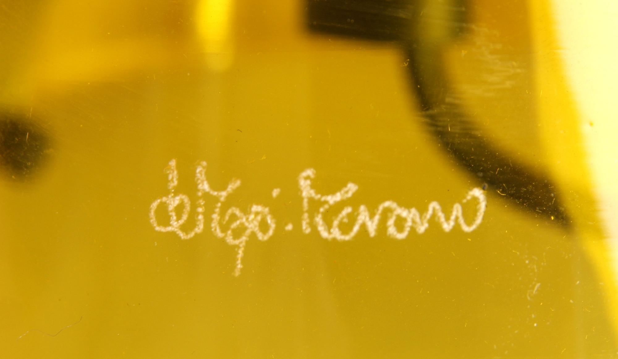 BORDSLAMPA, glas och metall, Murano, 1900-tal, graverad sign.