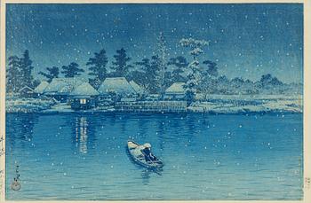 Kawase Bunjiro Hasui, 'Ushibori in Snow', 1930.