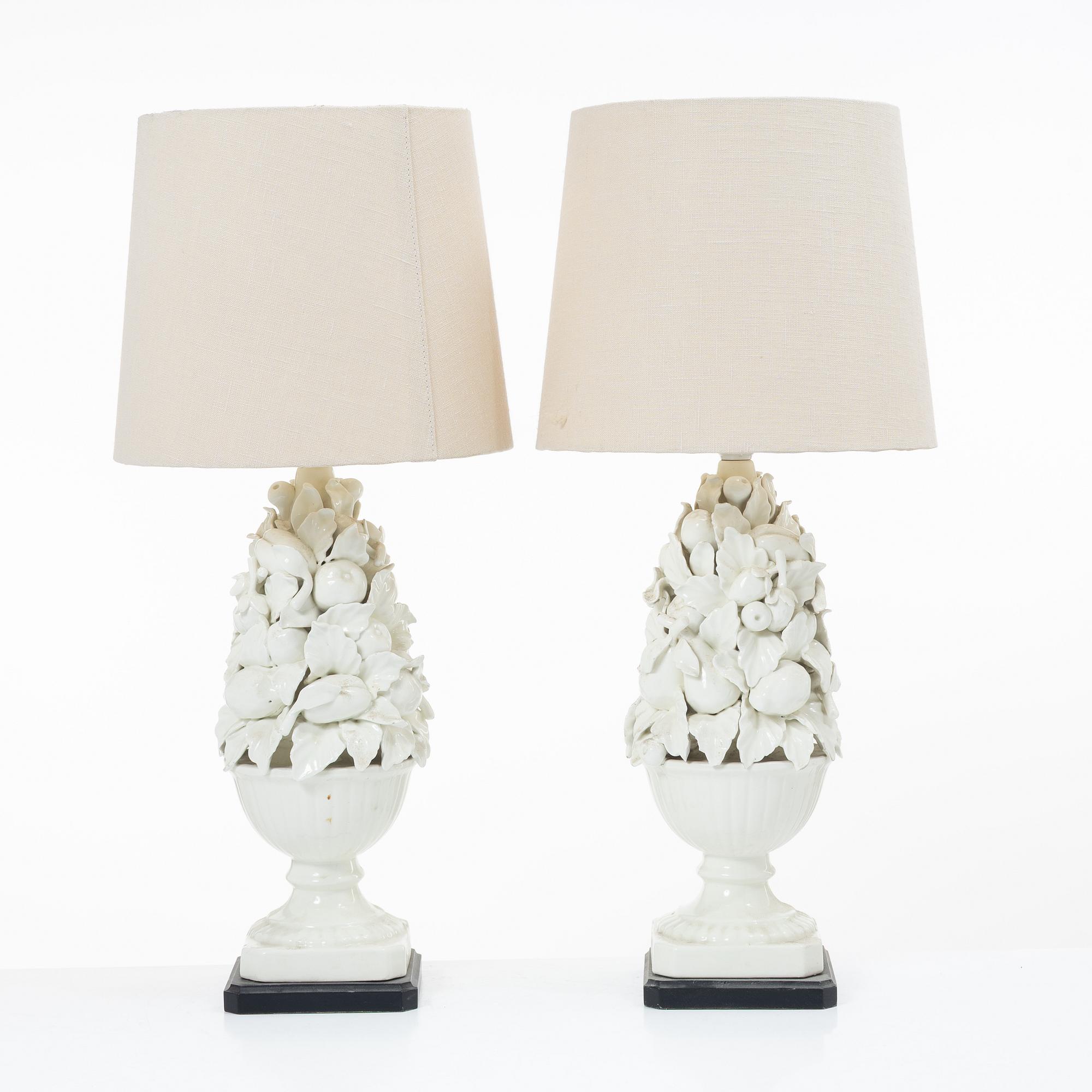 Table lamps, a pair, porcelain, 20th century.