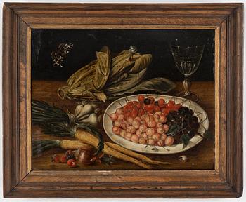 Osias Beert Follower of, Still life with cherries, vegetables & glass.