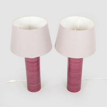 A pair of ceramic tablelamps, Arabia Finland, 1960s/70s.