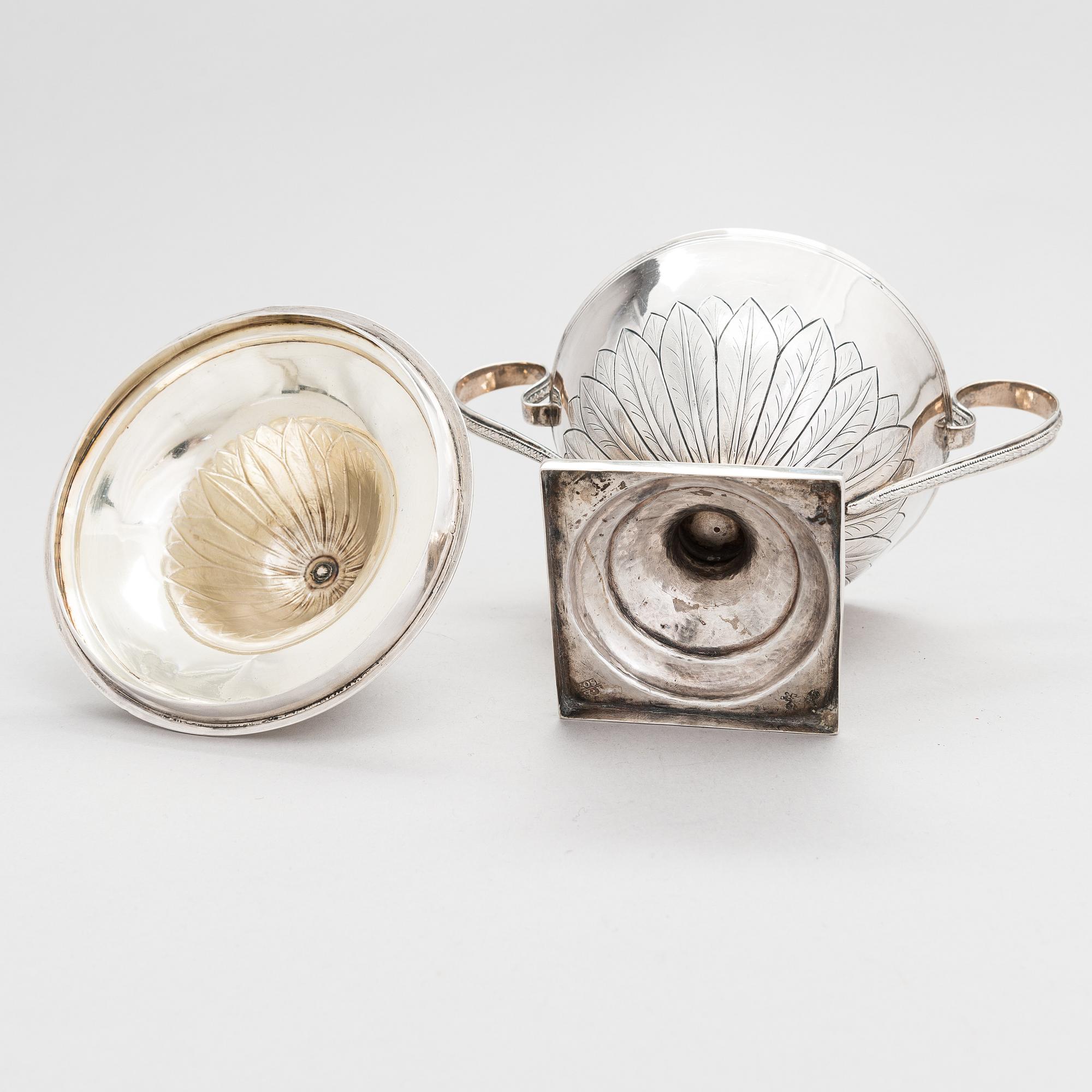A lidded silver sugar bowl, Moscow, Russia 1807. Cyrillic maker's mark FS, Fyodor Serebrianikov.