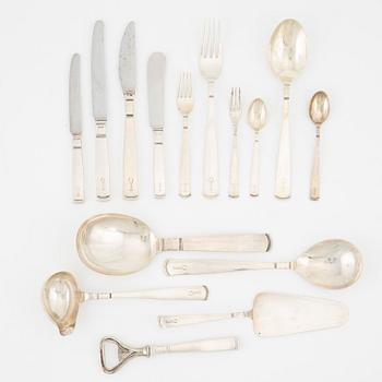 Jacob Ängman, a 152-piece silver flatwear set, 'Rosenholm', GAB, Sweden, 1944-75.