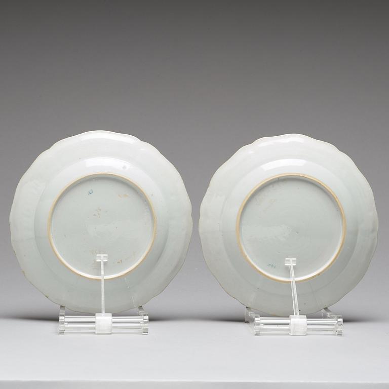 A set of two famille rose armorial dinner plates, Qing dynasty, Qianlong (1736-95).