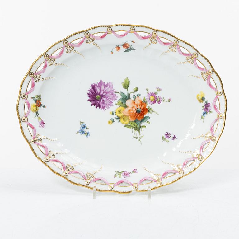Royal Copenhagen, a lattice bowl and stand, 'Saxon Flower', Denmark, 1889-1922.