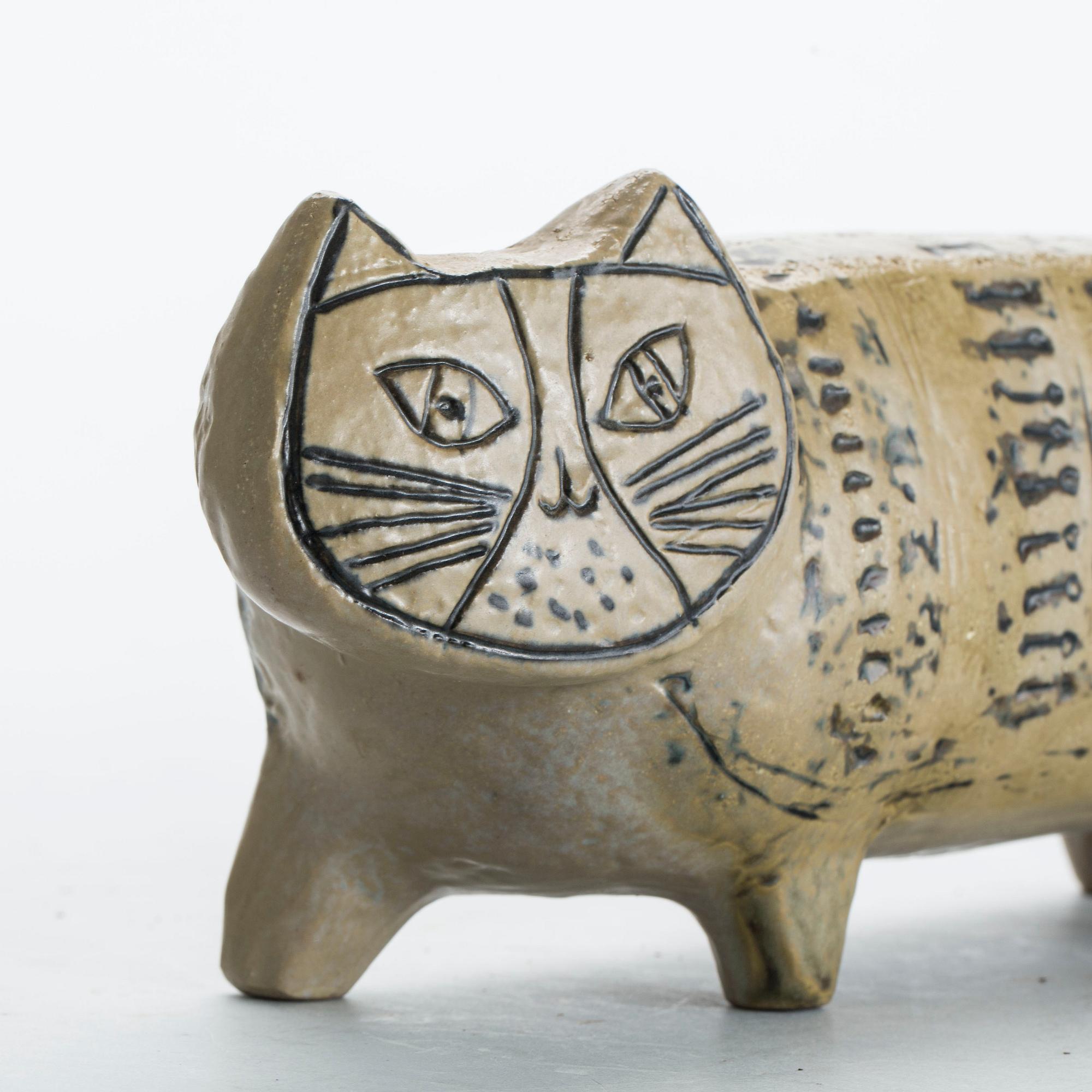 FIGURIN, stengods, "Katt", Lisa Larson, Gustavsberg. Ur serien "Stora zoo", i produktion 1958-1979.