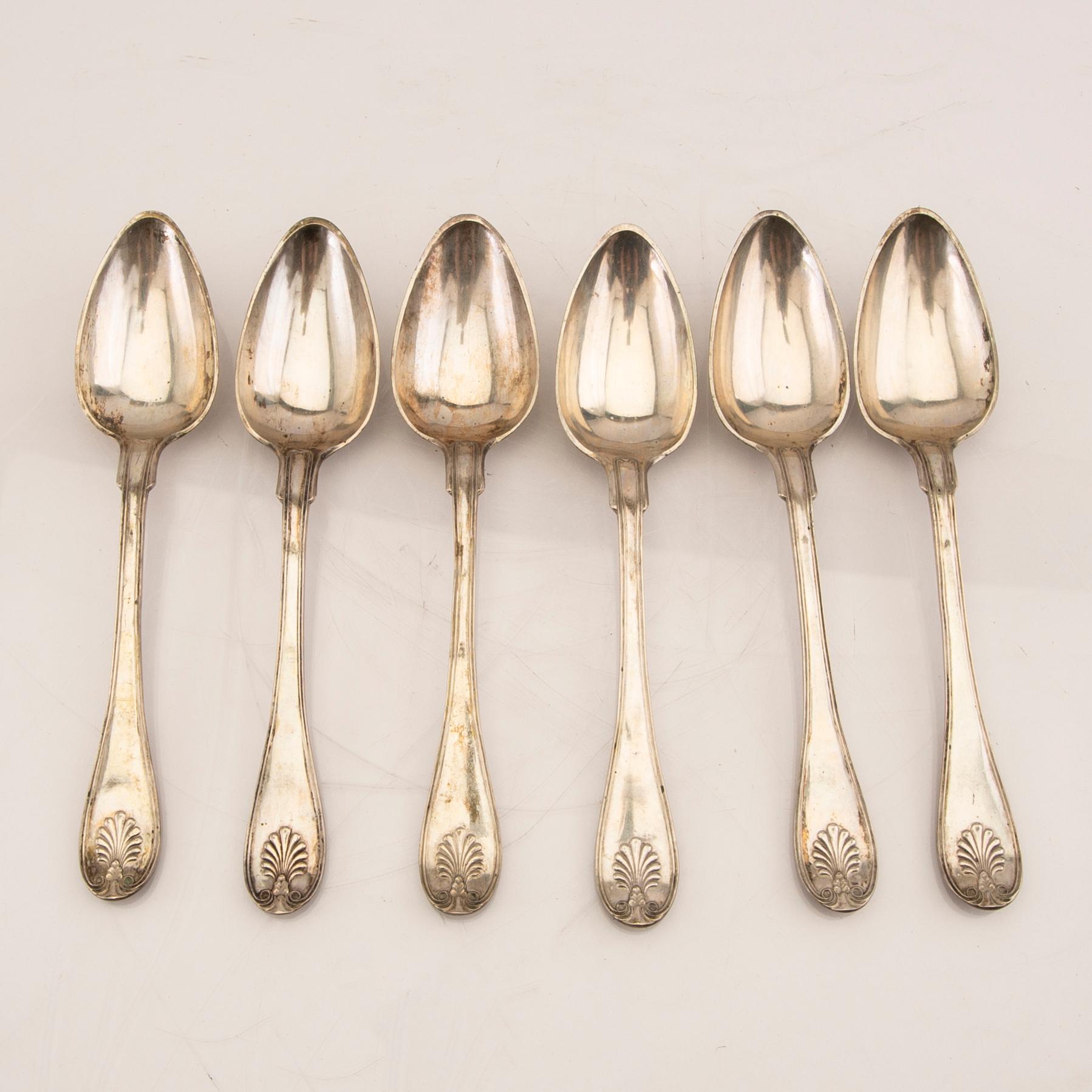 Hans Georg Vogt skedar 6 st silver Kristianstad 1838.