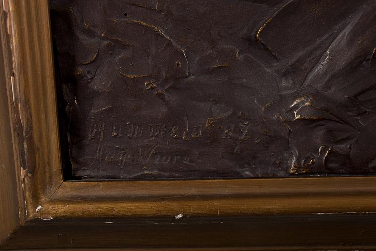 AUKUSTI VEURO, kipsireliefi, signeerattu ja päivätty Nummela -07.