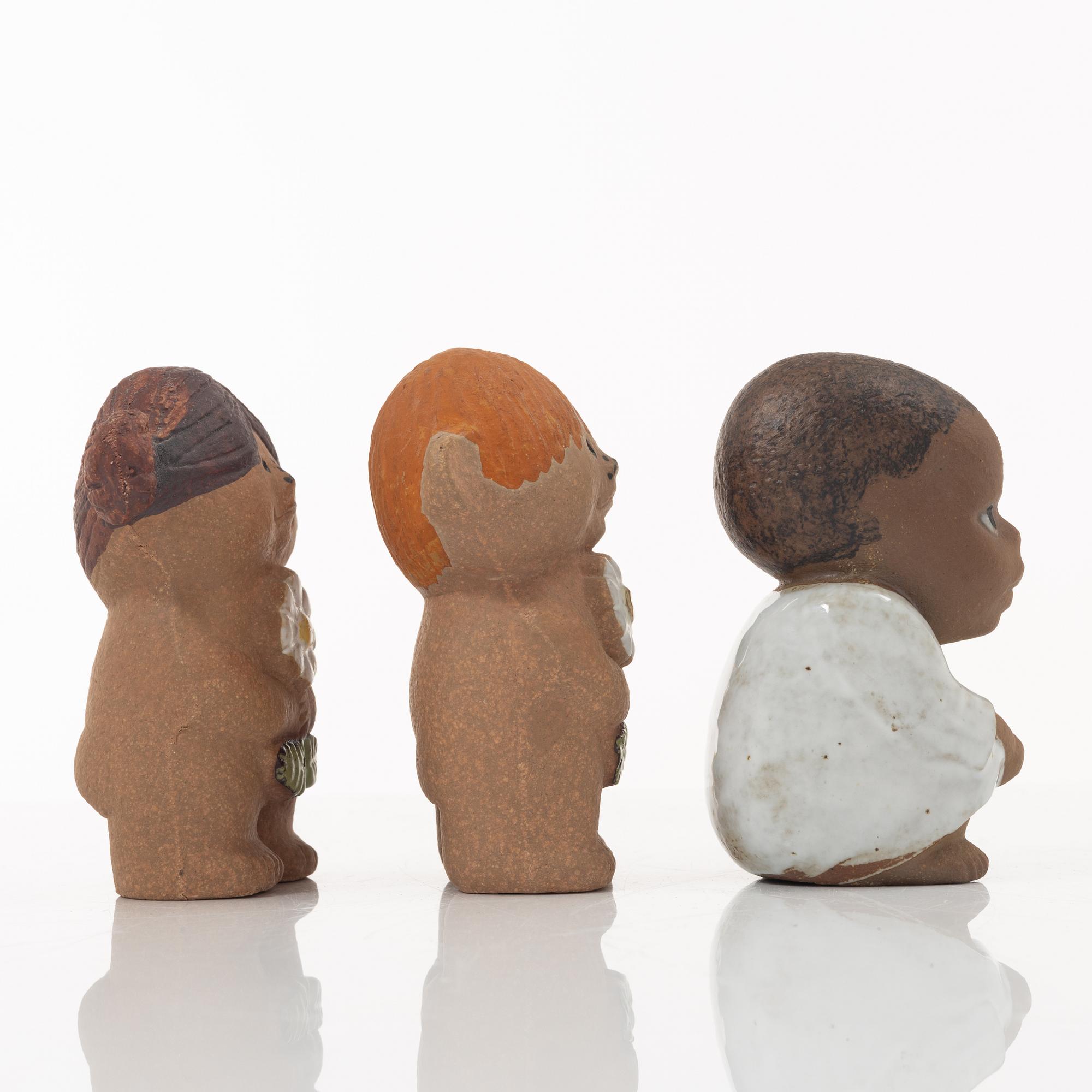 Lisa Larson, figuriner, 3 st, stengods, Gustavsberg.