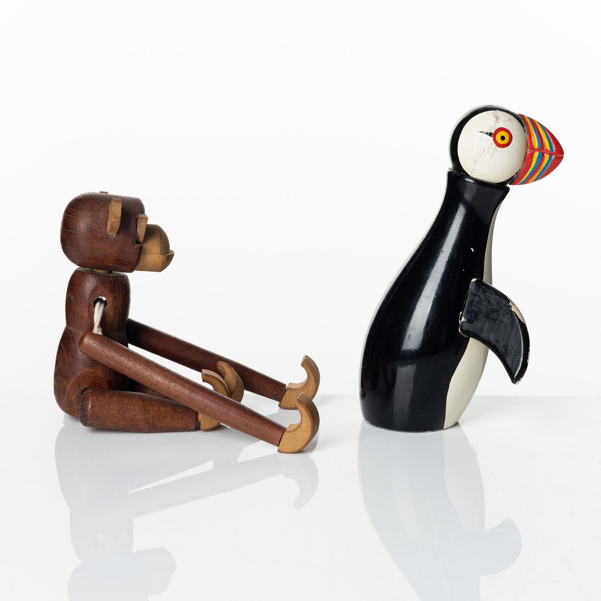 Kay Bojesen, a wooden puffin, Denmark, mid 20th century.