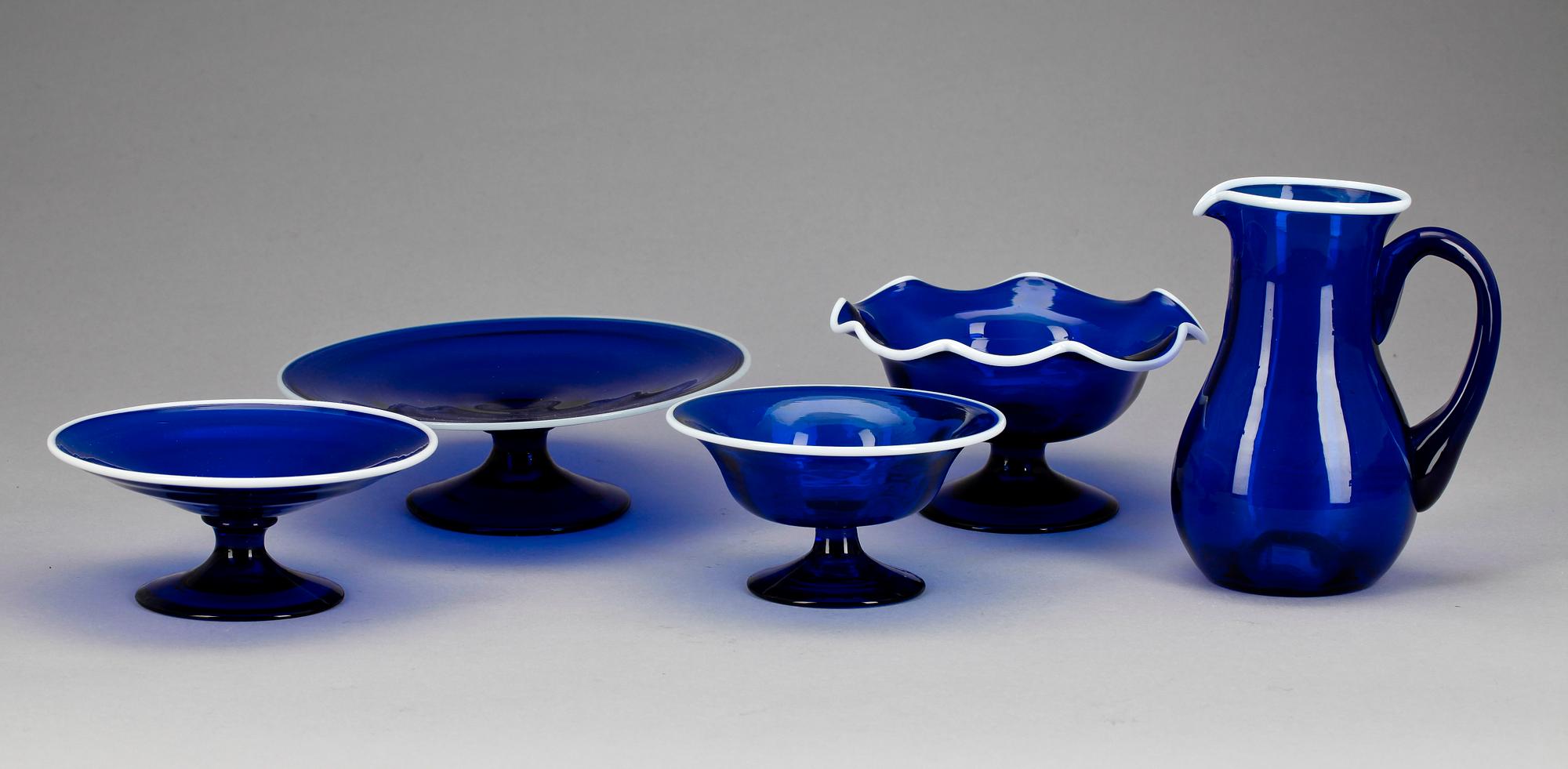 PARTI GLAS, 5 delar, Sverige, 1800/1900-tal.