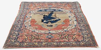An antique pictorial Tabriz, Northwest Persia, c. 125 x 85 cm.
