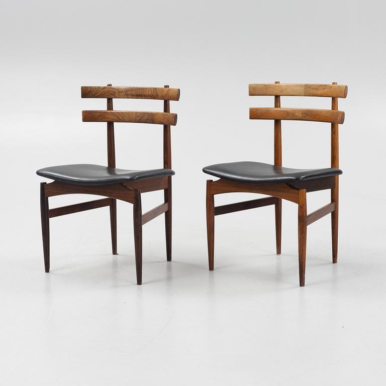 Poul Hundevad, dining set, table and a set of three chairs, Denmark, 1960s.