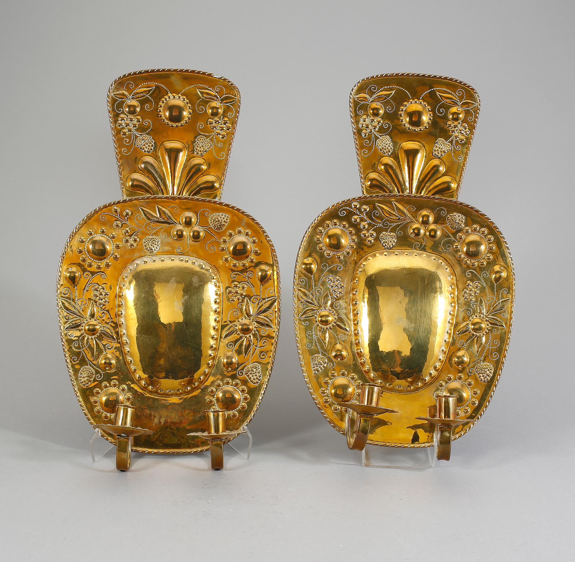 LJUSLAMPETTER, ett par, mässing, barockstil, tidigt 1900-tal.