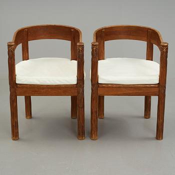 BRÖDERNA ERIKSSON (The Eriksson brothers), attributed to, a pair of stained and carved chairs, Arvika, Art Nouveau,