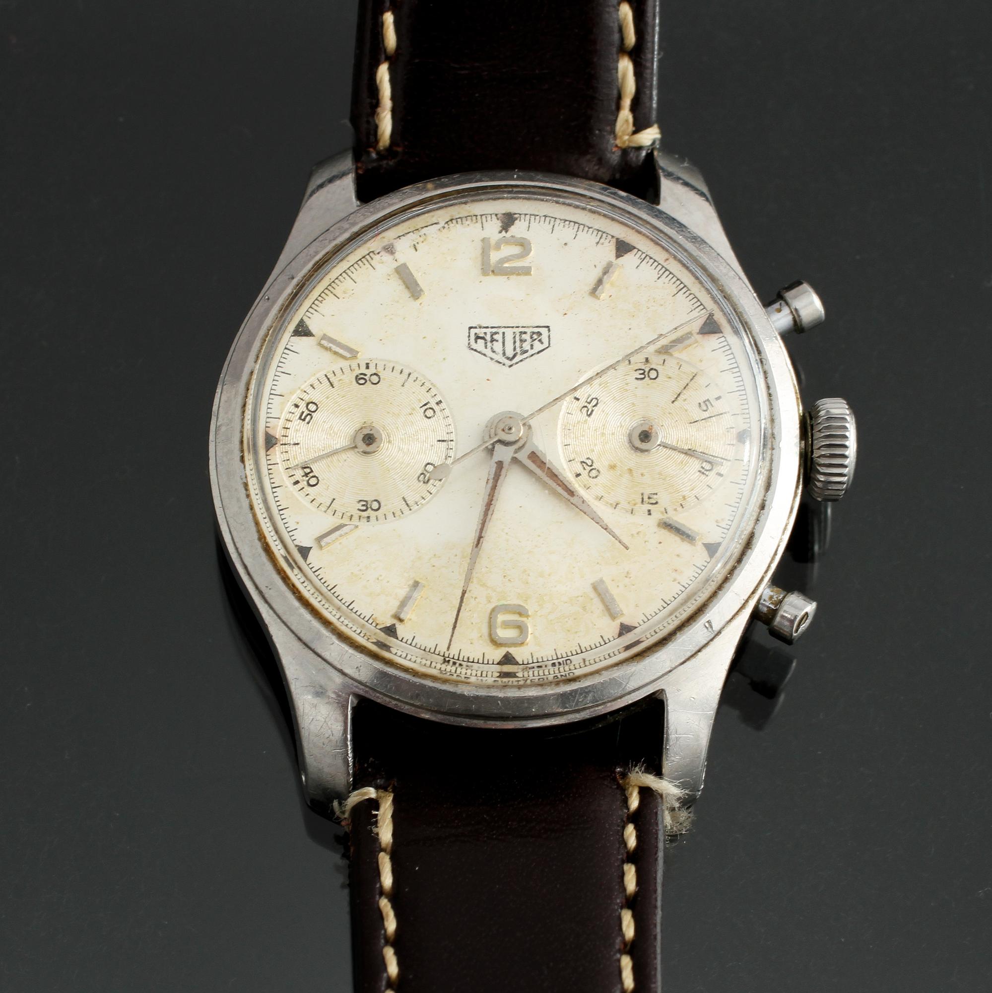 ARMBANDSUR, stål, herr, Heuer, omkring 1900-talets mitt.