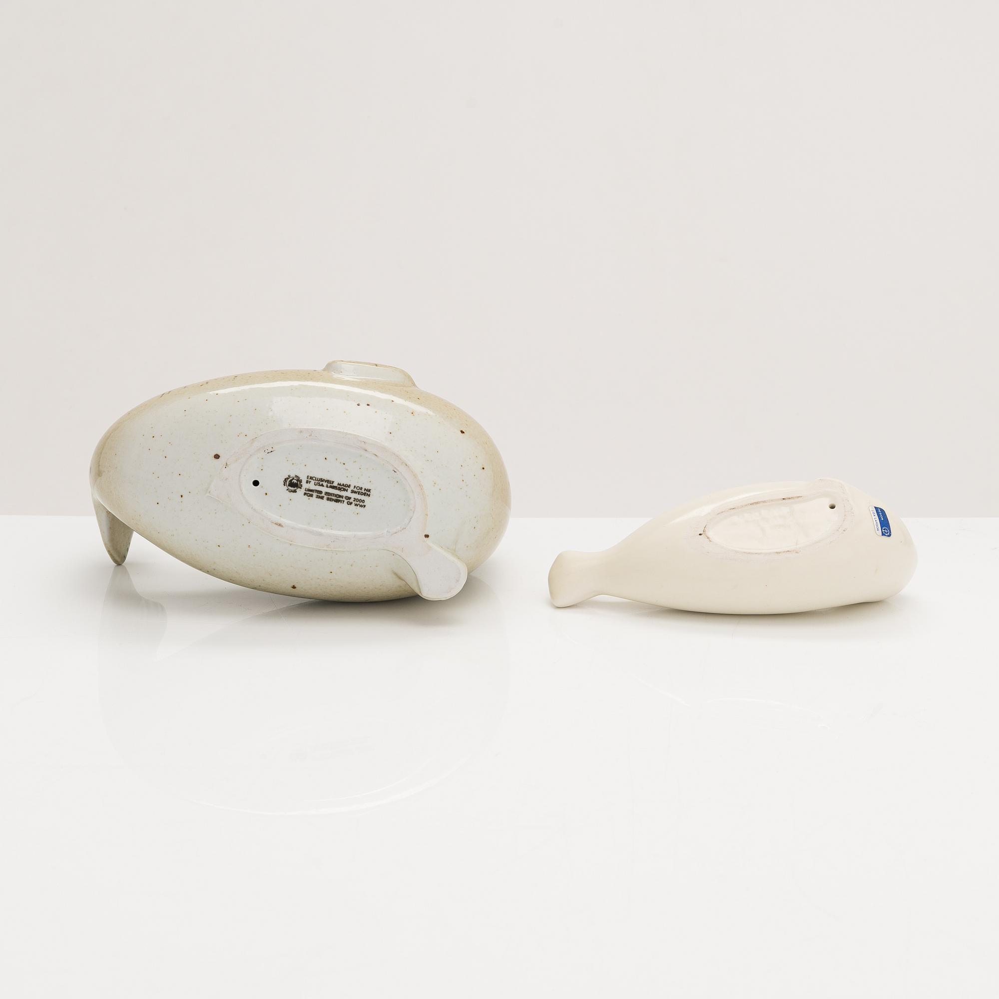 Lisa Larson, figuriner, 2 st, stengods, Gustavsberg, 1900-talets andra hälft.