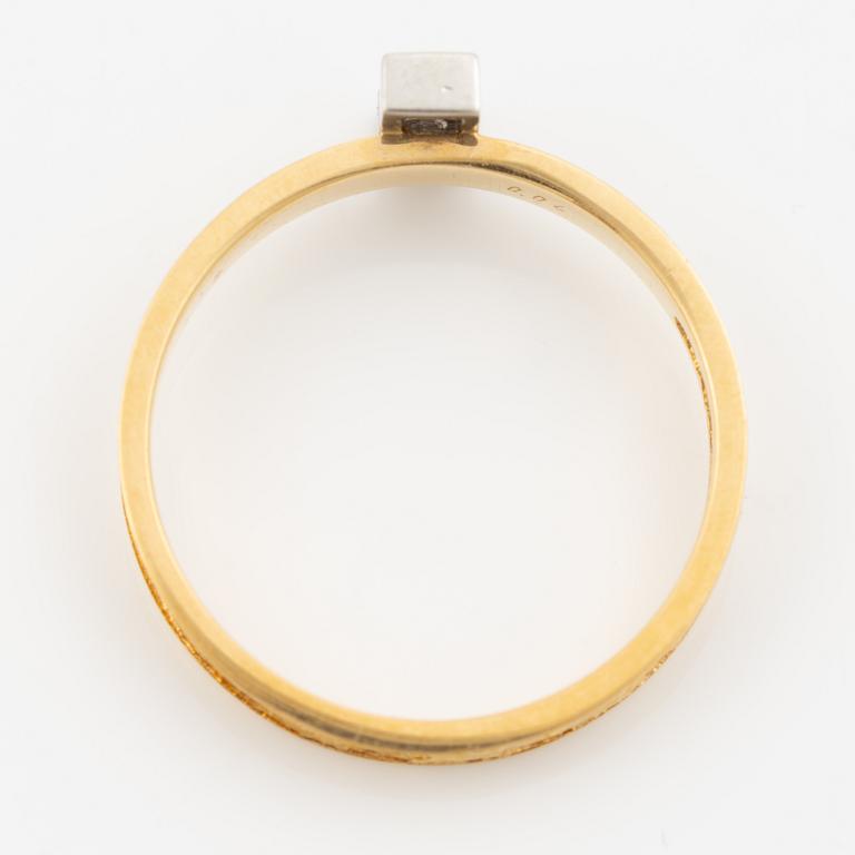 Lapponia, ring 18K gold set with an octagonal-cut diamond, Finland 1978.