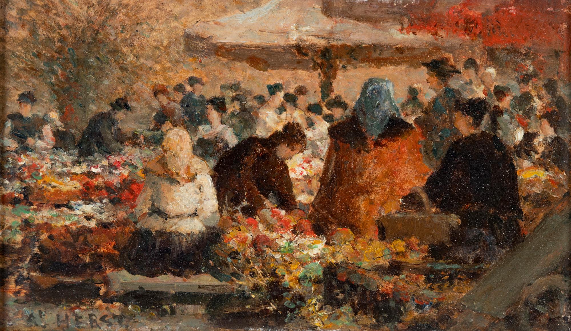 Auguste Clément Joseph Herst, oil on panel, signed.