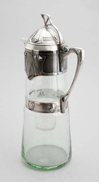 TILLBRINGARE, glas och metall, WMF, jugend, sekelskiftet 1900.