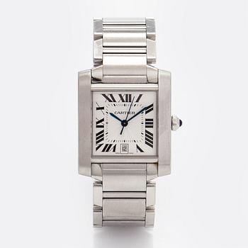 Cartier, Tank Francaise, rannekello, 28 x 24 (32) mm, teräs, automaattinen.